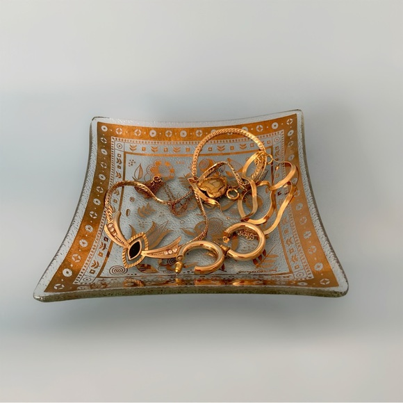 Vintage Georges Briard gold gilded trinket jewelry tray Persian garden MCM - Picture 2 of 6